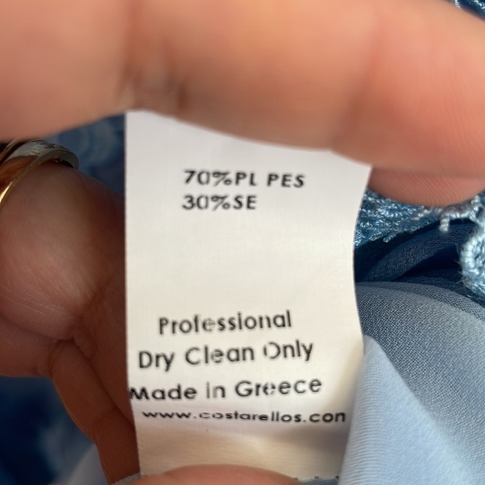 Costarellos baby blue sleeveless Lace chiffon Guipure midi dress 42 - Picture 6 of 10